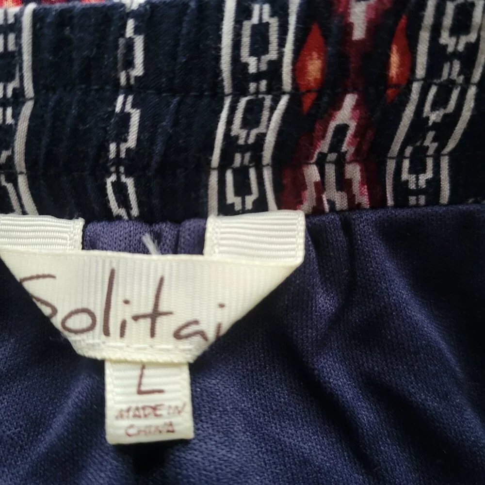 Solitaire Navy & White Patterned maxi skirt (Size: Large)